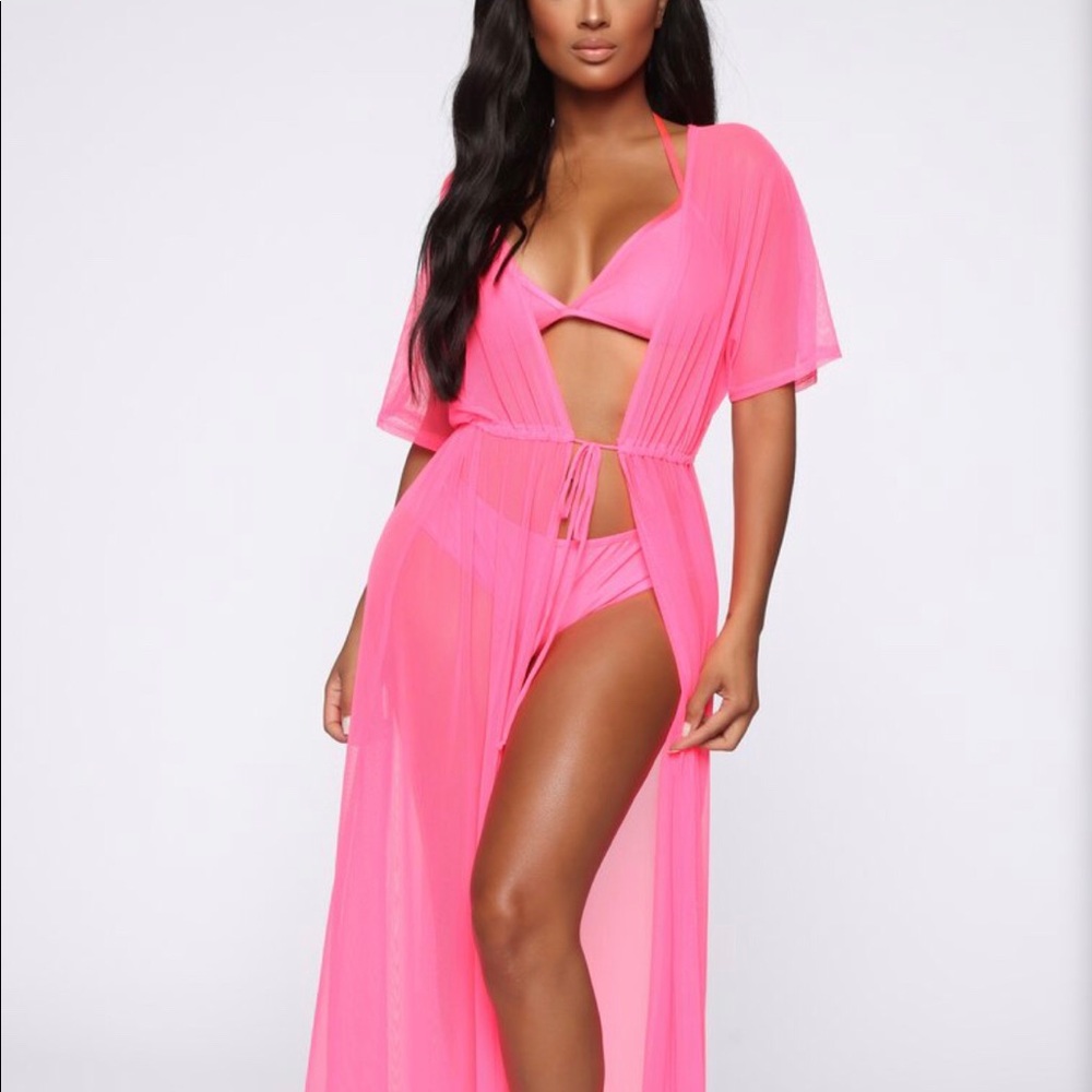 Fashion Nova 3 Piece Sunsuit Set - Neon Pink - S